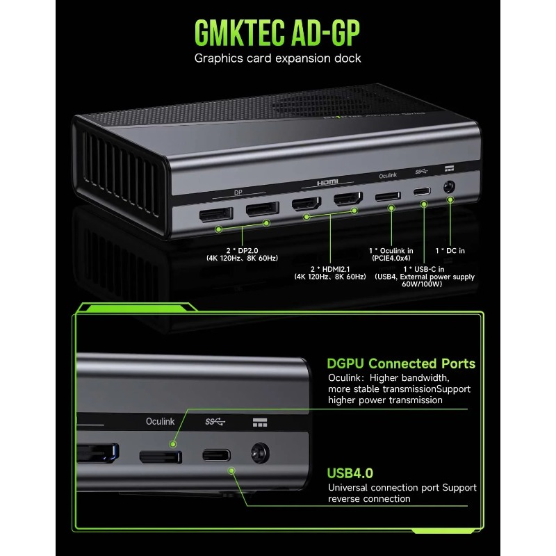 Oculink eGPU Dock  G M Ktec AD - огляд і ціна Oculink Gpu Dock Station